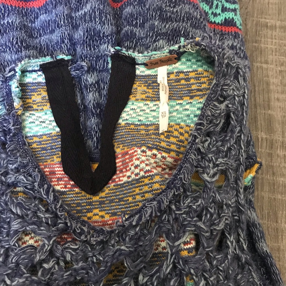 Free People Open Knit Blue Tunic Size XS - Picture 6 of 7